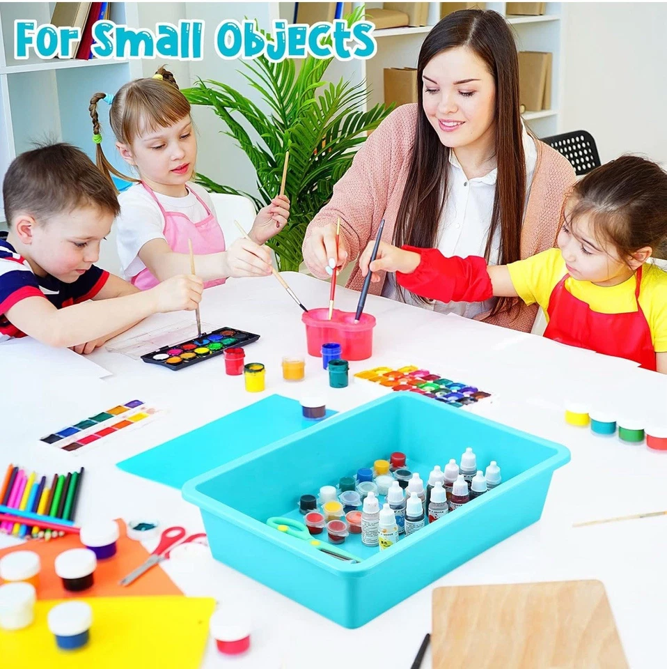 10 Pcs Flat Storage Organizer Tray Bin Letter Size Tray for Classroom Plastic... - Image 3 of 4