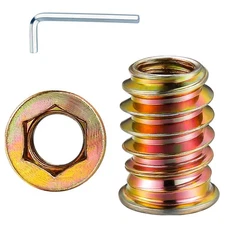5/16”-20 100Pcs Threaded Insert for Wood Hex Drive Wood Inserts Furniture Nuts