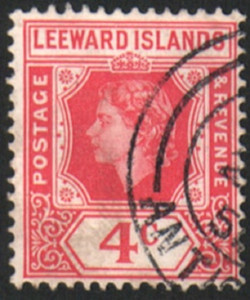 44927 Leeward Islands Stamp Scott #138 Queen Elizabeth ll Fine Used Clean Back