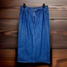 VTG Y2K Women  s Cottage Country Cowgirl Maxi Denim Skirt Size 10P
