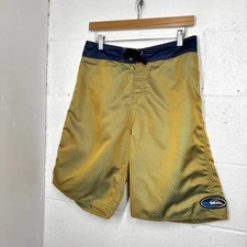 Vintage 90s Quicksilver Surf Shorts Iridescent Gold Skate Size 30 Rare Board