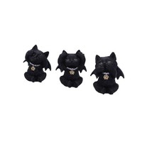 Nemesis Now Three Wise Vampuss Figurines 9Cm, Resin, Black, Vampire Cat Figurine