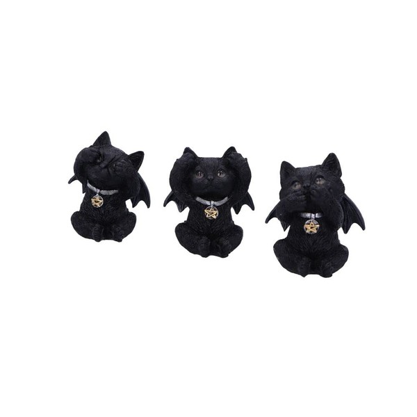 Nemesis Now Three Wise Vampuss Figurines 9Cm, Resin, Black, Vampire Cat Figurine-image