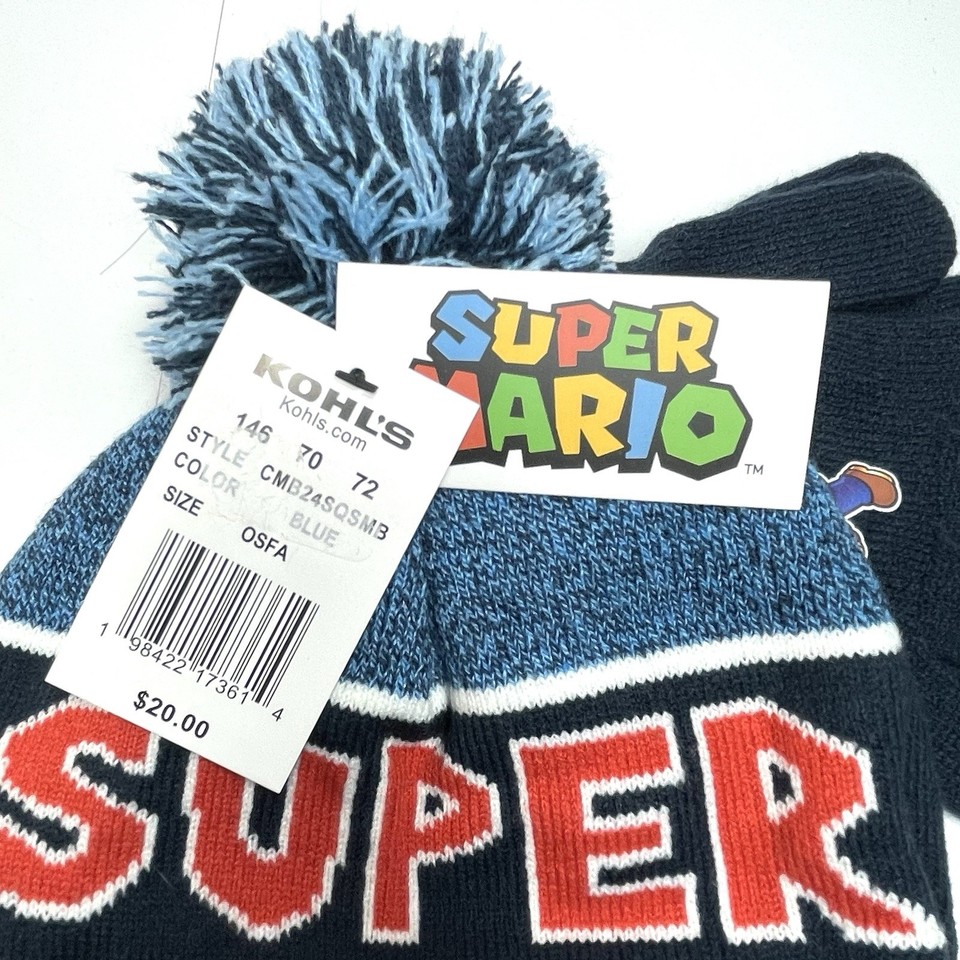 NWT SUPER MARIO Knit Stocking Hat Gloves Blue Red Toddler Size EBay nwt-super-mario-knit-stocking-hat-gloves-blue-red-toddler-size-ebay