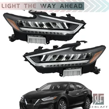 Right+Left Headlight Assembly For Nissan Maxima 2022-2023 Headlamp LED Black