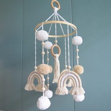 Neutral Boho Rainbow Baby Mobile for Crib Nursery D Cor Beige