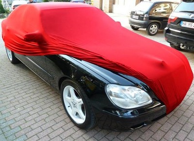 Vollgarage Car-Cover Indoor Rot mit Spiegeltaschen für Mercedes S-Klasse W220