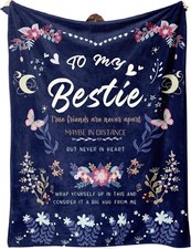 Bestie Gifts for Women - Best Friend Blanket, 60 X 50 Inch - Flannel Throw, Thin
