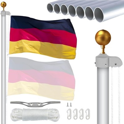 Fahnenmast Aluminium 6m verstellbar für Außenbereich Fahnenstange Set