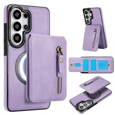 For Samsung Galaxy S26 Ultra S25 S24 Magnetic Detachable Wallet Card Zipper Case