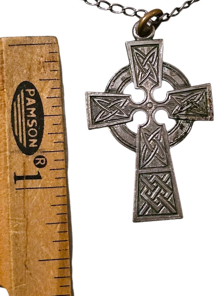 Sterling Silver Celtic Cross Necklace 20" Vintage Religious Jewelry ...