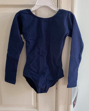 Eurotard Navy Blue Long Sleeve Dance Leotard Child Small 4-6 10408