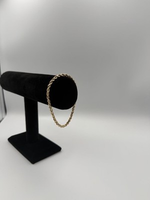 10K Gold halbmassives diamantgeschliffenes Seil Armband 8,5 Zoll 4,3 Gramm 4 mm breit