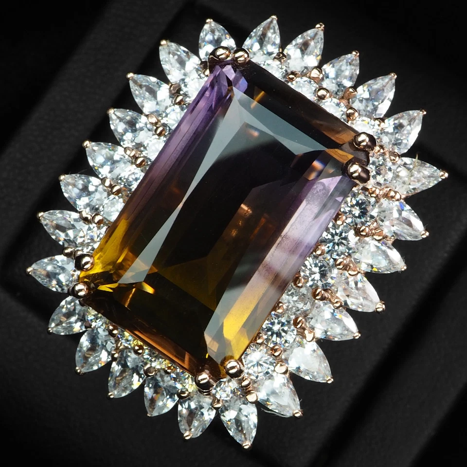 Anello Estate Multicolore Tormalina Baguette 24,75 ct Argento Sterling 925... - Immagine 2 di 4