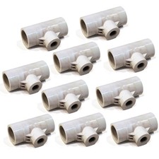  10-Pack PVC Tee Fitting 1/2" Reducing Threaded Poultry Bird Water Drinker Cup