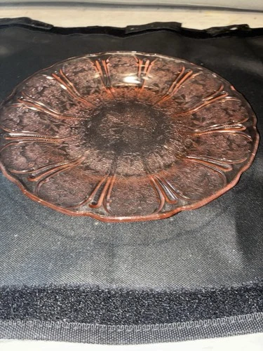 Vintage 9” Depression Glass Pink Cherry Blossom