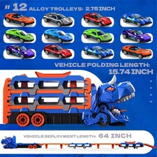 T-Rex Transporter Dinosaur Truck Toys. Car Toys Set for Kids -blue