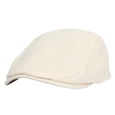 Ivy Cap Straw Weave Linen-Like Cotton Cabbie Newsboy Hat MZ30038 Breathable