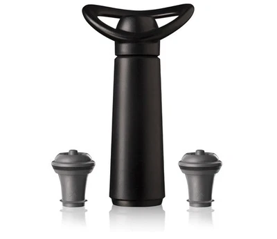 Vacu Vin Wine Saver Concerto Wine Pump Black with 2 Vacuum Bottle Stoppers