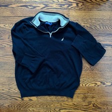 Nautica Navtech Men's Size M Black Quarter Zip Pullover Sweater