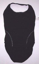 Danskin Halter Leotard Bodysuit Black Glitter Trim Cotton Lycra New Women Adult
