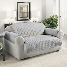 Kashi Home Grey Quilted Micro Suede Loveseat Cover Dog Cat Protector