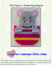 Hippo in Easter Egg Magnet-Plastic Canvas Pattern/Kit