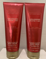 Bath and Body Works STRAWBERRY POUND CAKE Body Cream Lot Of 2 8 OZ
