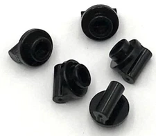 Lego 5 New Black Black Plates Round 1 x 1 with Bar Handle on Long Stem