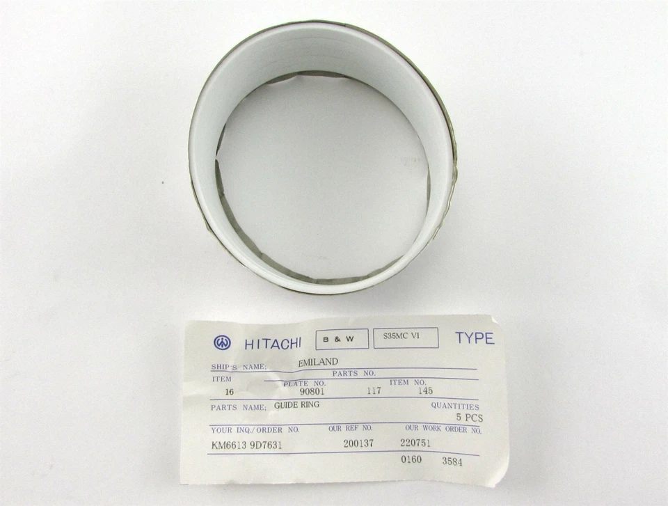 Lote de (5) Anillos Guía Hitachi - B&W, S35MC VI, 90801, 117 145 Foto 2 de 2