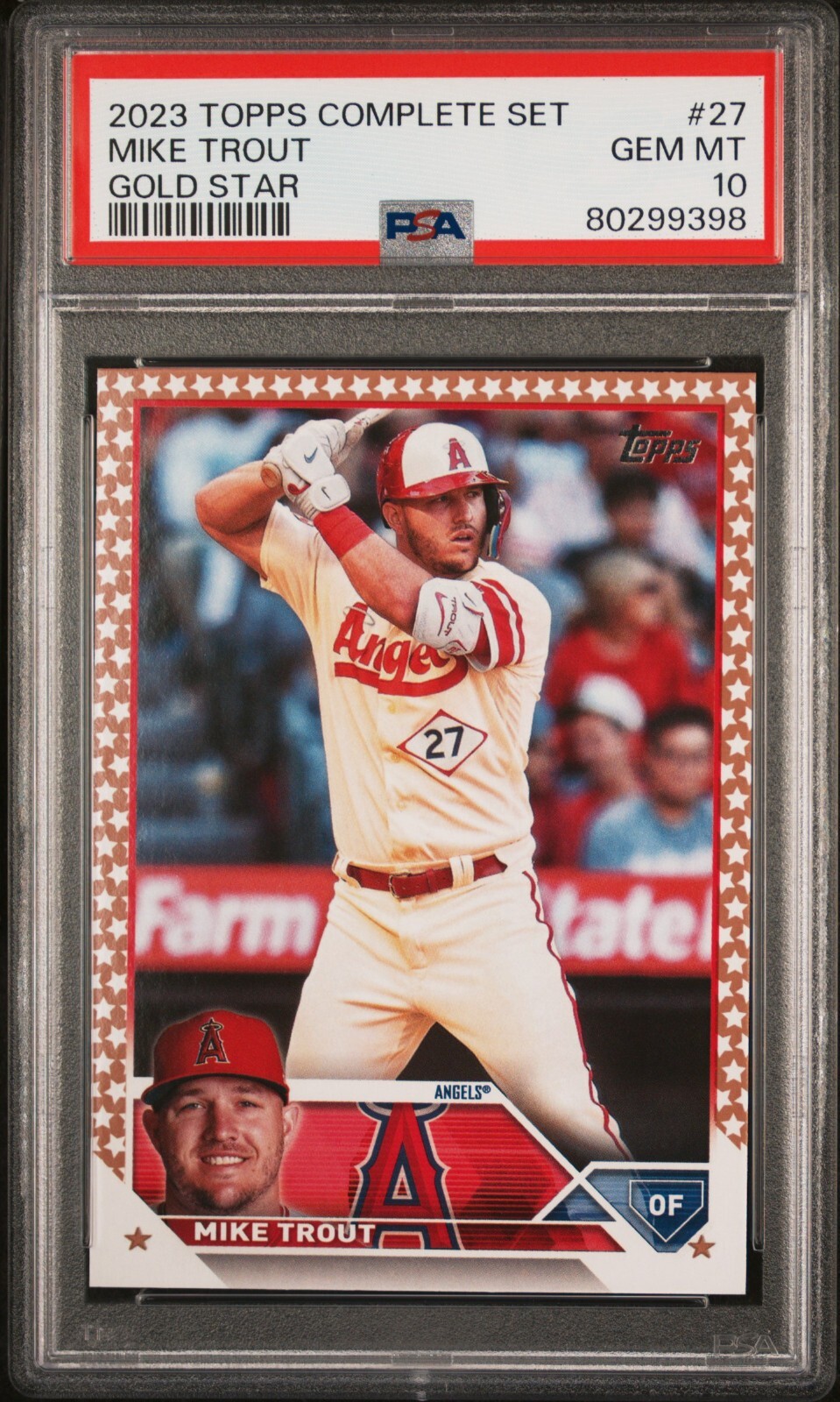 Mike Trout Los Angeles Angels 2023 Topps Gold Star #27 PSA 10 Gem Mint view 1