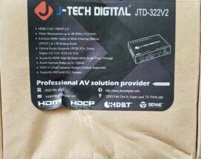 J-Tech Digital 4K 60Hz HDMI HDMI-ARC Audio Extractor Converter SPDIF  UK