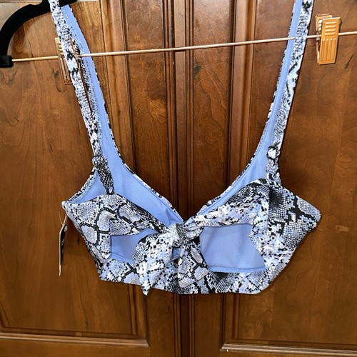 NWT Bar III Slitherin Bikini Top & Hi Rise Swim Bikini Bottoms Blue Snake Sz. M - Picture 7 of 17