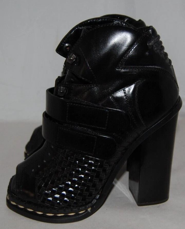 37/US6.5❤️$1055 Proenza Schouler Negro Cuero Tacones Altos Botines Botín Foto 3 de 4