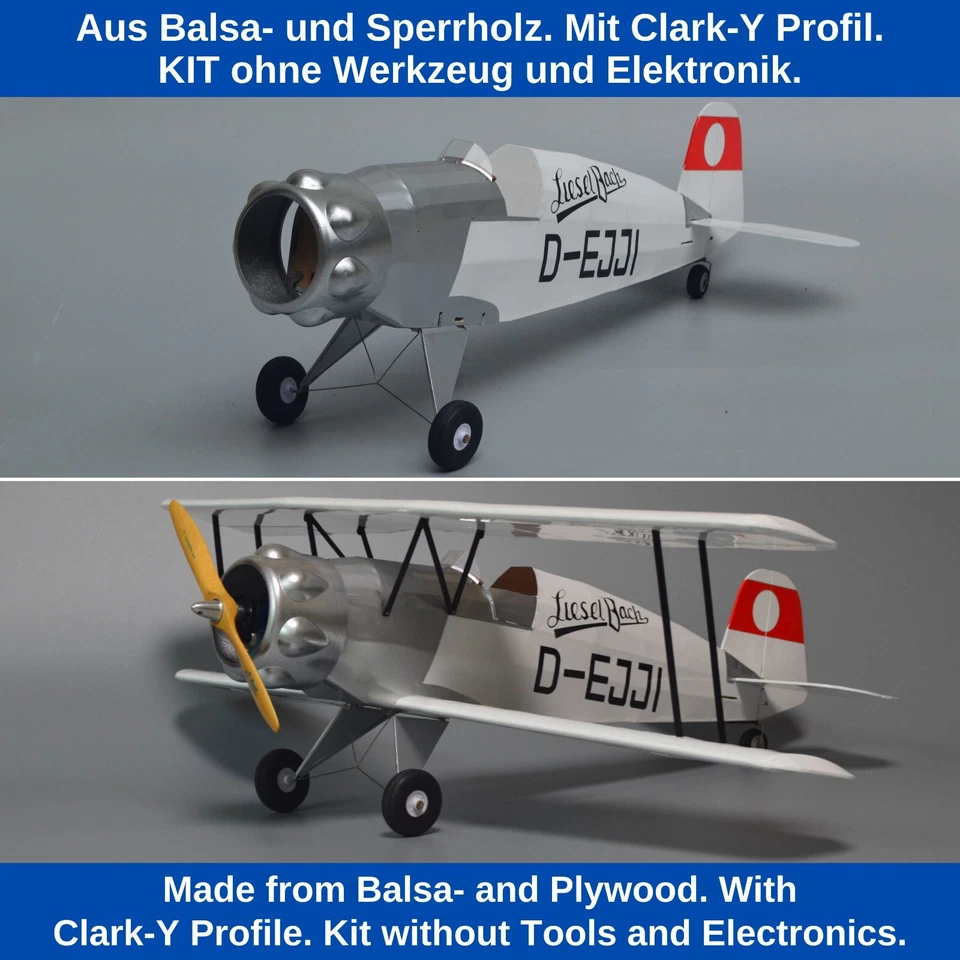 Bücker Bü133 Jungmeister Modellflugzeug Kit 1:10 660mm Spannweite Lasercut Holz - Bild 3 von 4