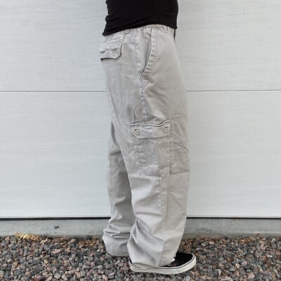 Vintage 2000s Baggy Wide Leg Cream Columbia Cargo Pants Large