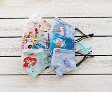 Princess Kids Face Mask with Nose Wire, Filter Pocket, and Adjustable Straps