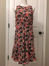 New J Crew Mercantile Ruched-waist Dress in Neon Floral Multi Sz 10 J4454