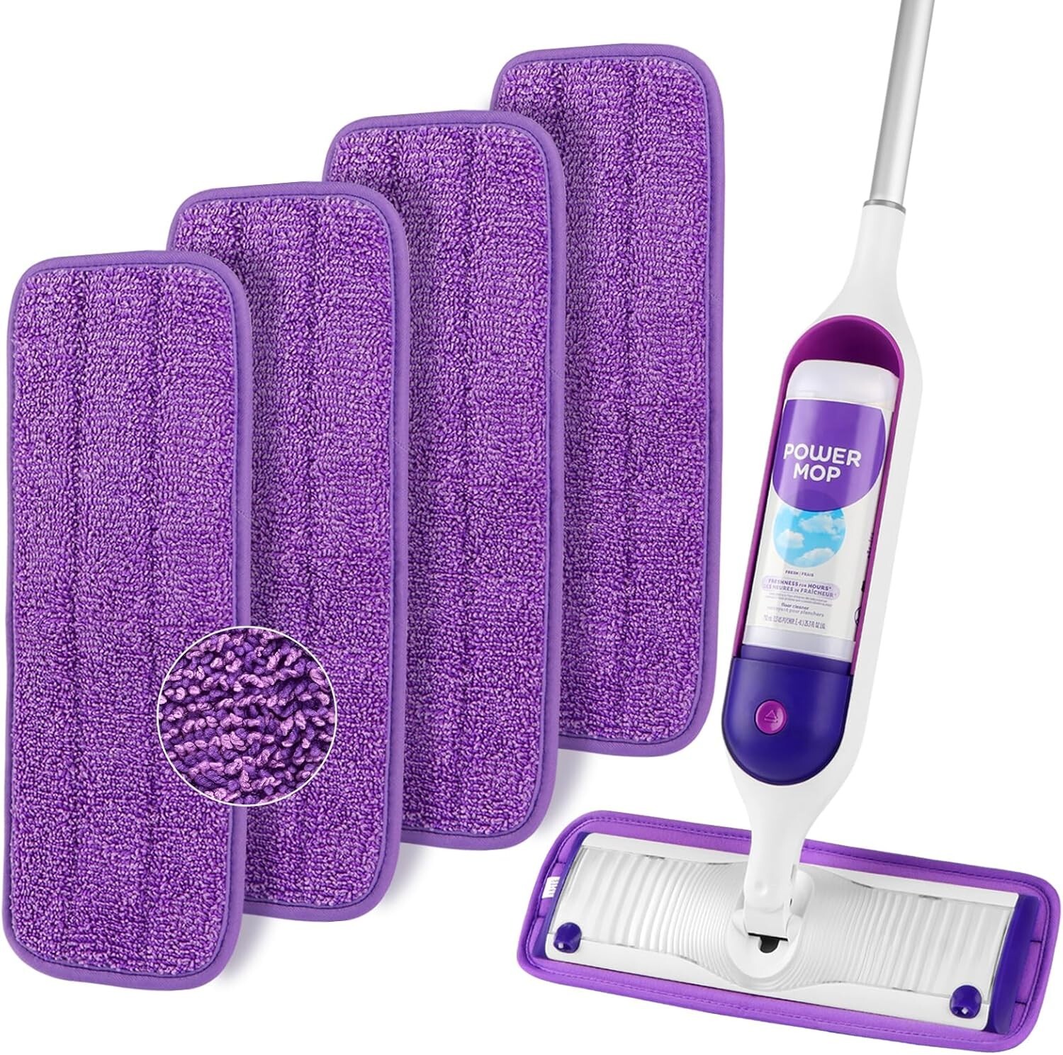 HOMEXCEL Reusable Microfiber Mop Pads for Swiffer PowerMop Refills