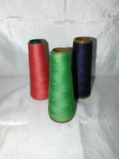 Vintage Spools of Thread (3) Blue, Coral & Green