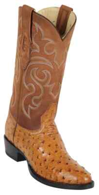 Los Altos Genuine Amber Full Quill Ostrich J-TOE Western Cowboy Boot D 990354