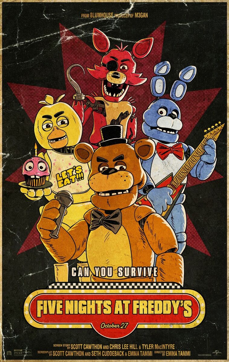 NEW Five Nights at Freddy's Movie Poster Gaming FNAF 2023 Movie Art Poster  USA, freddy's menu 