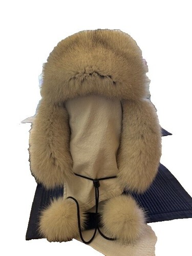 White Ranch Mink Fur Davey Crockett Hat Face and Tail Silk  display picture 3