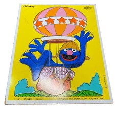 VTG Playskool Wooden Sesame Street Puzzle-Grover  Hot Air Balloon  USA Made 1979