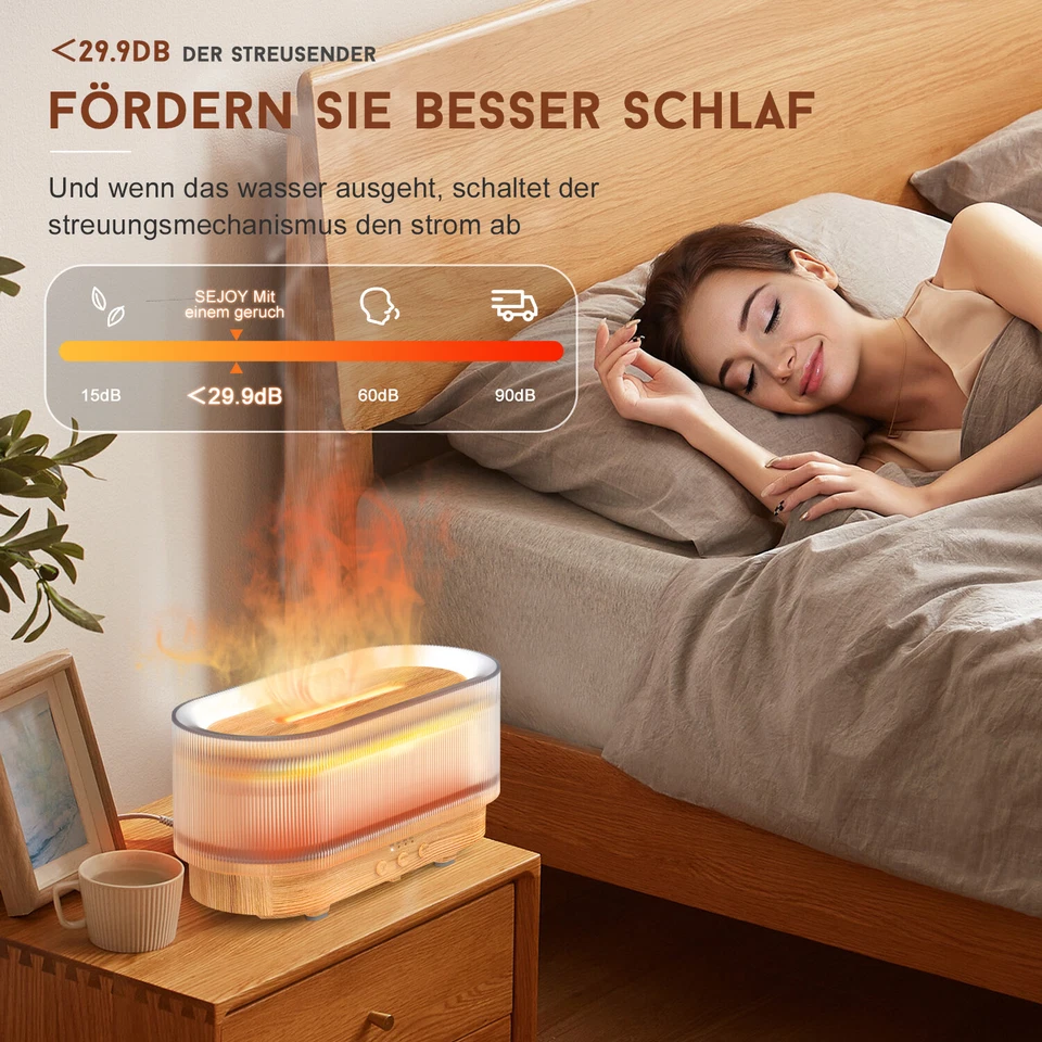 SEJOY 300ML Luftbefeuchter Flamme Raumbefeuchter Feuer Aroma Diffuser ÖlDiffusor - Bild 4 von 4