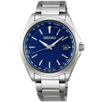 ✨SEIKO✨セイコー✨2E20-753A✨ネイビー文字盤✨クォーツ✨腕時計✨ SEIKO SELECTION SBTM289 Titanium Radio Sync Solar Watch Blue Dial