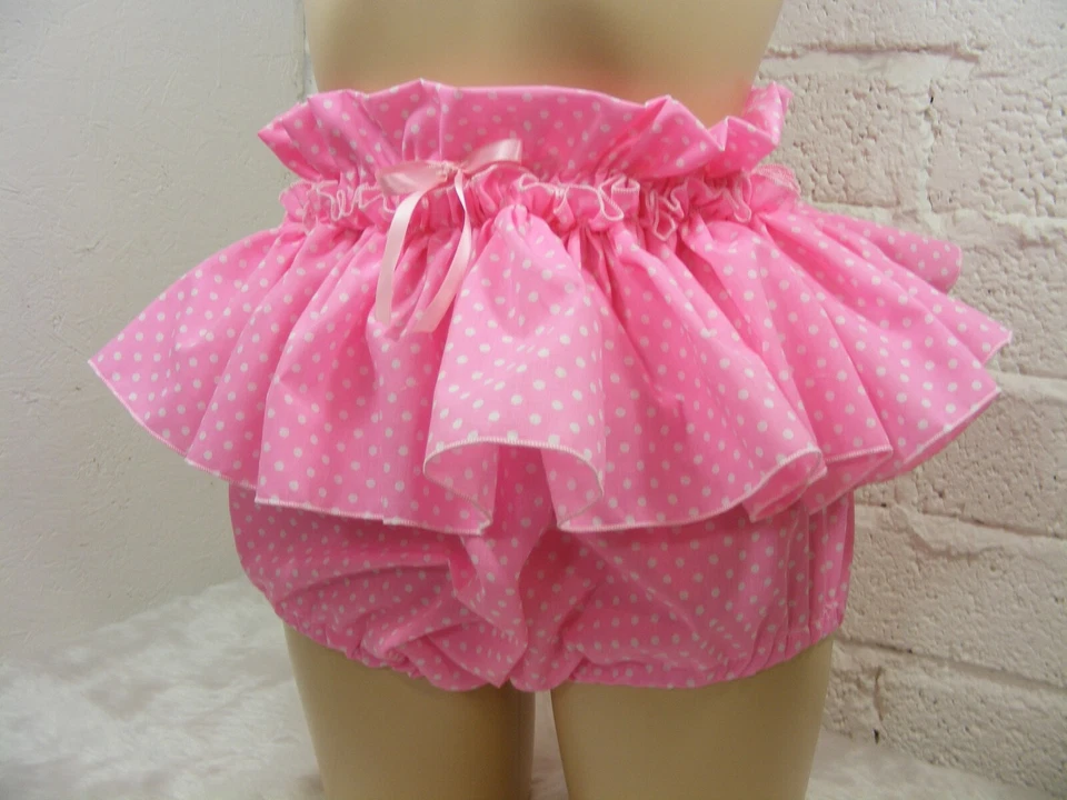 BRAGAS CON CUBIERTA DE PAÑAL MANCHADO ROSA SISSY BEBÉ ADULTO CON FORROS OPCIONALES Foto 4 de 4