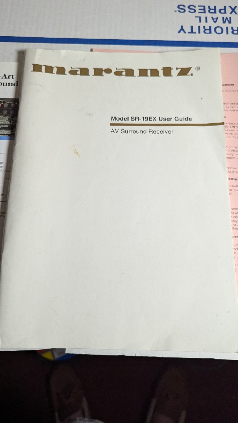 Marantz SR-19 EX Original Owners Manual And Brochure.