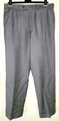 Vtg Lauren Ralph Lauren gray wool cashmere pleated trousers w cuff, men's 34