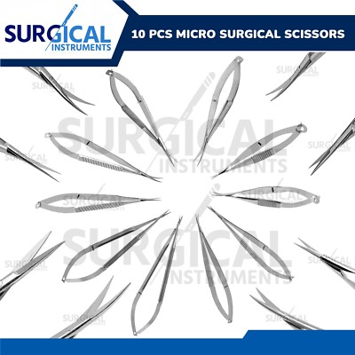 10 Pcs Micro Surgical Scissors Ophthalmic & Lab Instruments Stainless German Gr